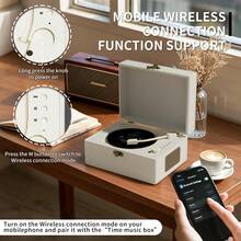 带扬声器的可充电皮革 CD 播放器，内置 3600mAh 电池，节日礼物，适合家居装饰的 BGM 播放器，复古，怀旧