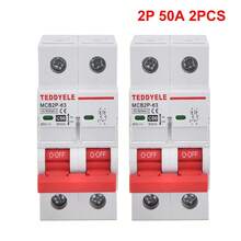 2 pezzi Interruttore automatico solare a 2 poli (2P) con protezione da sovraccarico e cortocircuito, montato su guida DIN, adatto per pannelli solari, sistemi di energia rinnovabile, con varie portate di corrente 6A/16A/20A/32A/40A/50A/63A, design compatto, struttura durevole, per ingegneria elettrica