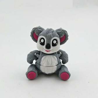 3D 打印灰色考拉雕像 - 幻想主题耐用塑料家居和汽车装饰，红白点缀，室内/室外使用，无需电力，完美的生日节日派对礼物，优雅的耳朵设计 | 细致的纹理雕像