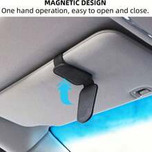 1pcs Sunglasses Holders For Car, Magnetic Genuine Leather Sunglasses Clip For Car Visor, Glasses Hanger Clip, Car Interior Visor Accessories - A - View 2