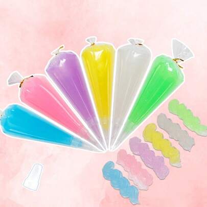 100g*2/6pcs Jelly Color Simulated Cream Gel, Colorful Cream Clay For DIY Phone Case Kits/Crafts Decoration, Silicone Cream Adhesive For DIY Jewelry