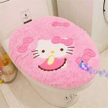 Sanrio Sanrio Hello Kitty 1/3pcs Bathroom Set: Soft & Absorbent Carpet, Contour Mat & Toilet Seat Cover - Cozy Polyester Blend For Comfort & Style
