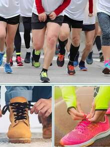 3双多色鞋带,20多种颜色DIY半圆形鞋带配件,男女通用,适合休闲通勤、训练鞋/户外运动鞋、篮球鞋/跑步鞋/徒步鞋等。 - 彩色 - 查看 5