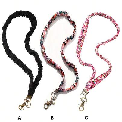 1pc Fashionable Multi-Color Pleated Elastic Lanyard, With Multipurpose ID And Phone Holder, Elegant Necklace-Style Strap, Suitable For Teachers, Nurses, Doctors And Friends - Stretchy Work Badge Holder, Daily Accessory, Boho Style, Lightweight Material, Safety Clasp, Nurse Accessory, Doctor Lanyard