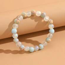 1 件优雅、简约、时尚风格的平衡手链，采用天然石英和天然海洋沉积物珠，男女通用，水晶首饰，象征着繁荣、和平、平静和富足，采用天然材料制成，尊重自然，具有独特的设计 - 藍色 - 查看 5