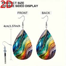 2D Exquisite Fun High-End Cute Luxurious Elegant Vibrant Colorful Flowing Gradient Marble Pattern Acrylic Pendant Women's Earrings Design Exquisite Personality Fashion, Halloween Valentine's Day Anniversary Birthday, Enhancing Charm Daily Banquet Party Holiday Versatile Earrings Qing An Jing Directional