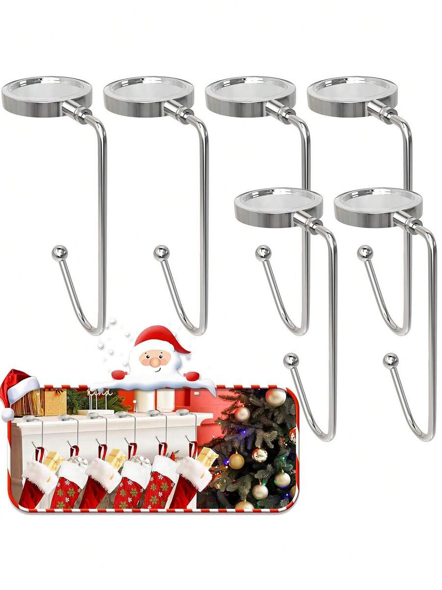4Pcs-Christmas Stocking Holders & Desktop Bag Hooks. Essential Festive Decor For Holiday Celebrations, Wedding Receptions, And Party Events. Versatile Tabletop Hanging Solution For Elegant Organization & Seasonal Displays.