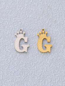 3pcs Stainless Steel Initial Letter Pendant Findings 18K Gold Plated A-Z Crown Letters Charms Pendant For DIY Jewelry Making Supplies Accessories