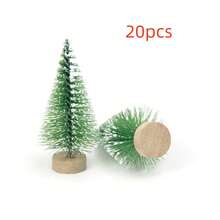 30 Mini Christmas Trees - Artificial Plastic Christmas Trees With Wooden Base, Classic Green And White Cedar Design, For Holiday Decorations, Parties, Home, Tabletop Crafts (No Electricity Required), Christmas Ornaments Home Decor Christmas Decorations Room Decor Winter