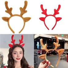 Diadema navideña adorable para niñas, con diseño de bosque de otoño e invierno, diadema de peluche de hada súper dulce, accesorio de cabello de celebridad online con ciervos festivos, ideal para fiestas y vestidos de fiesta.