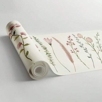 Paper and Wall 5 Faixas Adesiva Decorativa Floral De Parede Aquarela Boho Infantil Delicada