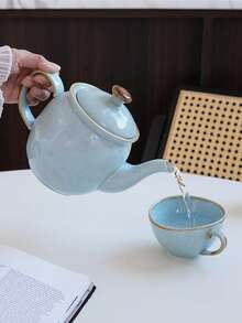 1pc Ceramic Speckled Teapot With Lid Kiln-Changed Speckled Ceramic Teapot/Coffee Pot With High Aesthetic Appeal Creative Speckled Ink-Splash Design Suitable For Home Living Room Coffee Tables, Kitchen And Dining Areas Ideal For Afternoon Tea, Black Tea, Flower Tea, Coffee Perfect Gift For Presenting, Festive Decorations