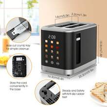 2 Slice Toaster, Touch Screen Toaster 1.5 In Wide Slot For Bread, English Muffins, Croissants, And Bagels, 5 Adjustable Toast Settings, Cancel And Defrost, 6 Bread Types & Shade Settings - US A Type Plug(110-127V) - View 5