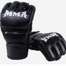 半指拳击手套 MMA 手套 UFC 泰拳沙袋手套，加厚成人手套，适用于沙袋、陪练、格斗 - 彩色 - 查看 1