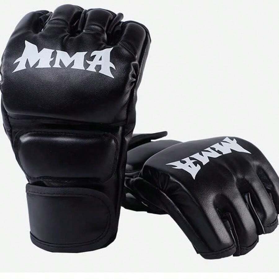 半指拳击手套 MMA 手套 UFC 泰拳沙袋手套，加厚成人手套，适用于沙袋、陪练、格斗 - 彩色 - 查看 1