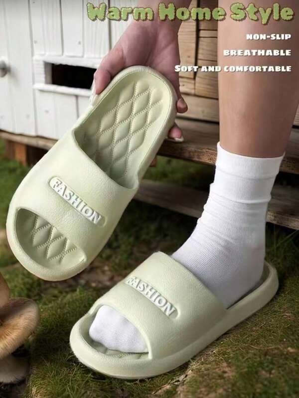 صندل شرائح متعدد الوظائف بحرف بسيط للجنسين، نعال داخلية/خارجية عصرية، نعال ناعمة مريحة مانعة للانزلاق، خفيفة الوزن ومريحة، صندل زوجي قابل للارتداء، مصنوع من مادة EVA خفيفة الوزن مرنة وماصة للصدمات