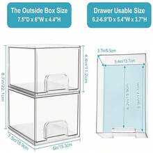 1个/6个透明可堆叠储物抽屉，亚克力浴室化妆品收纳盒和塑料收纳盒，适用于梳妆台、水槽下、厨柜、食品储藏室、家庭收纳和储物。一目了然，易于分类。抽屉式设计，方便拿取。透明设计，简洁大方。 - 無色 - 查看 5
