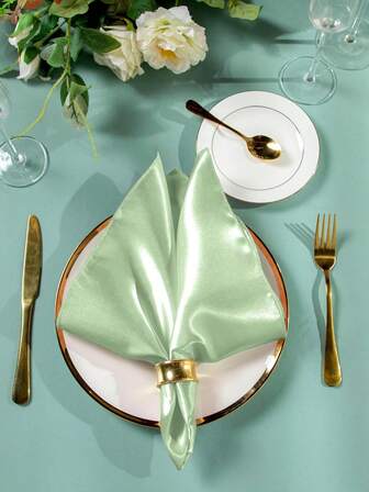 6pcs Silky Soft Napkins, Modern Polyester Satin Square Tablecloth Suitable For Wedding, Party, Graduation Decoration