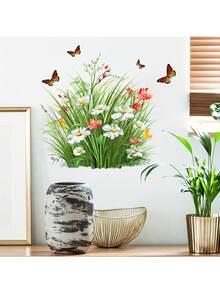 1 buc autocolante de perete cu flori de iarbă și fluturi autocolante decorative autocolante din PVC autocolante detașabile autoadezive ușor de rupt decorațiuni interioare dă-ți viața un aspect nou autocolante de decorare de sărbători cadouri de ziua de naștere de absolvire decor de perete decor cameră