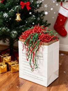1 Gói Giấy Nhét Quà Giáng Sinh, Giấy Vụn Gói Quà Màu Xanh Lá Và Đỏ, Giấy Vụn Cắt Nhăn Dùng Để Nhét Quà, Thích Hợp Cho Sinh Nhật, Giáng Sinh, Lễ Tạ Ơn, Đám Cưới, Dùng Để Nhét Giỏ Quà, Vật Liệu Đóng Gói. - Đỏ và xanh lá cây - Xem 2
