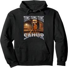 Tung Tung Sahur Funny Italian Brainrot Meme Graphic Pullover Hoodie - 黑9 - 查看 1