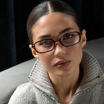 1pc Women's Elliptical Small Oval Frame Personalized Street Snap Concave Shape Clear Glasses, Summer Study Accessories