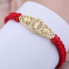 Assorted Heart-Shaped Virgin Mary/St. Jude Woven Bracelet, Stylish Casual Jewelry For Men, Copper Inlaid CZ, Suitable For Religious Believers To Wear Daily