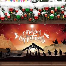 DChristmas Nativity Garage Door Banner Cover 7x16ft Extra Large Fabric Nativity Scene Christmas Backdrop Photo Booth Background For Xmas Holiday Winter New Year Eve Party Decorations Supplies10
