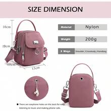 Christmas Decoration-Waterproof Women Crossbody Bag Nylon Messenger Bags Simple Purse For Work, Multi-Pocket Storage Shoulder Handbag.The Dimensions Of This Crossbody Bag Are 7.87in*1.96in*5.51in.It Is A Small, Versatile Backpack. - 粉色 - 查看 5