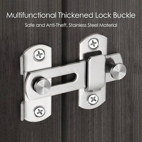 1 szt. zasuwka do drzwi ze stali nierdzewnej, zamek kątowy 90 stopni, mini rygiel do zabezpieczenia domu, drzwi dla zwierząt, drzwi przesuwne, zamek ryglowy z ryglem zabezpieczającym, metalowe okucia z rozstawem otworów 35 mm