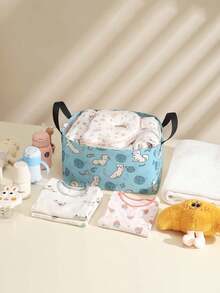 1 Stück Cartoon Katze Muster offene Aufbewahrungsbox, multifunktionaler Aufbewahrungskorb mit Griff, Geschenk für Feiertage, Muttertag/Vatertag, Aufbewahrung für Babybedarf, Windeln, Alltagsorganizer für Wohnzimmer, Badezimmer, Küche, faltbar, leicht, geeignet für Zuhause, Kinder, Kinderzimmer