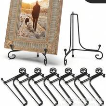 1 Soporte de metal plegable de uso intensivo - Soporte de marco de fotos de varios ángulos para escritorio, libros y decoración | Estilo moderno, duradero y portátil para el hogar, la oficina y la exhibición minorista, para exhibir obras de arte, exhibiciones de libros, soportes de exhibición decorativos, construcción resistente, soporte para cortadores de galletas, exhibición de productos, base de marco de fotos de mármol, soporte de exhibición, estantería, atril de libros - Dorado - Ver 2