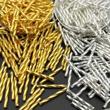 30g/80g/150g Gold/Silver Spiral Tube Beads, 3*25mm Glass Spacer Beads, Suitable For DIY Jewelry Making, Bracelets, Necklaces And Craft Accessories