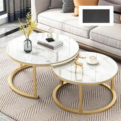 Nesting Coffee Tables Set Of 2 Round Stacking Sofa Side Tables For Living Room