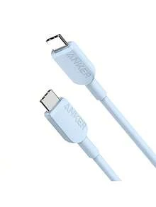 anker Cable de datos USB-C A81E, diseño trenzado de nailon duradero, carga rápida de alta potencia de 100 W, compatible con múltiples dispositivos, transferencia y carga de datos dos en uno, azul - Azul - Ver 2