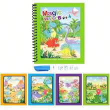 1 pieza Libro de dibujo mágico reutilizable con bolígrafo, libro de actividades, bolígrafo de color aleatorio - Multicolor - Ver 8