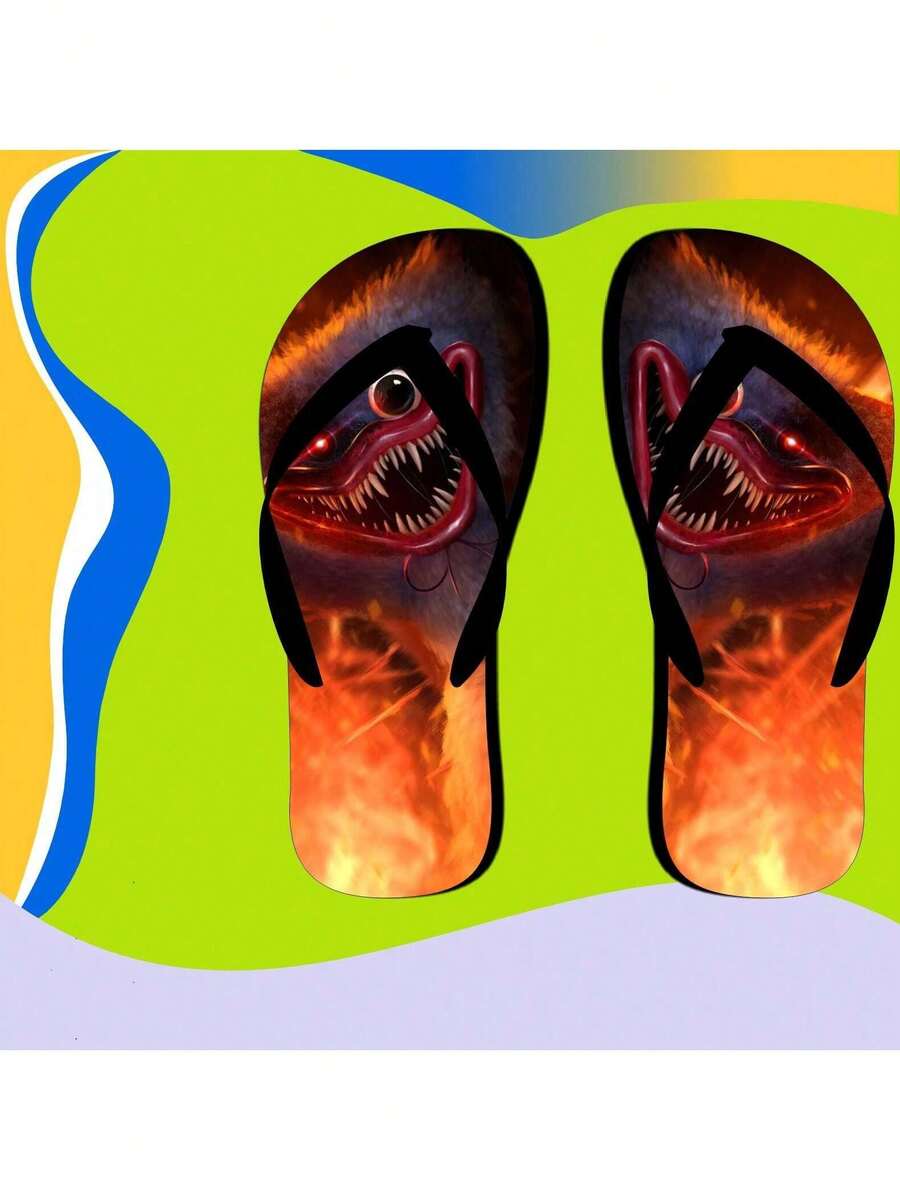 Flip Flop Sandal Personalized Character Drawing Child Adult Children's Game MOD 02 - 黑色 - 查看 1