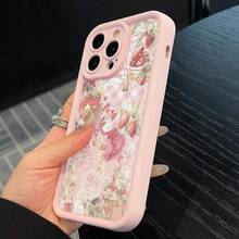 Strawberry & Flower Pattern Phone Case, Cute Phone Case, Decorative Phone Protector Cover Compatible With IPhone 11 12 13 14 15 Pro Max, Casing - Hồng - Xem 3