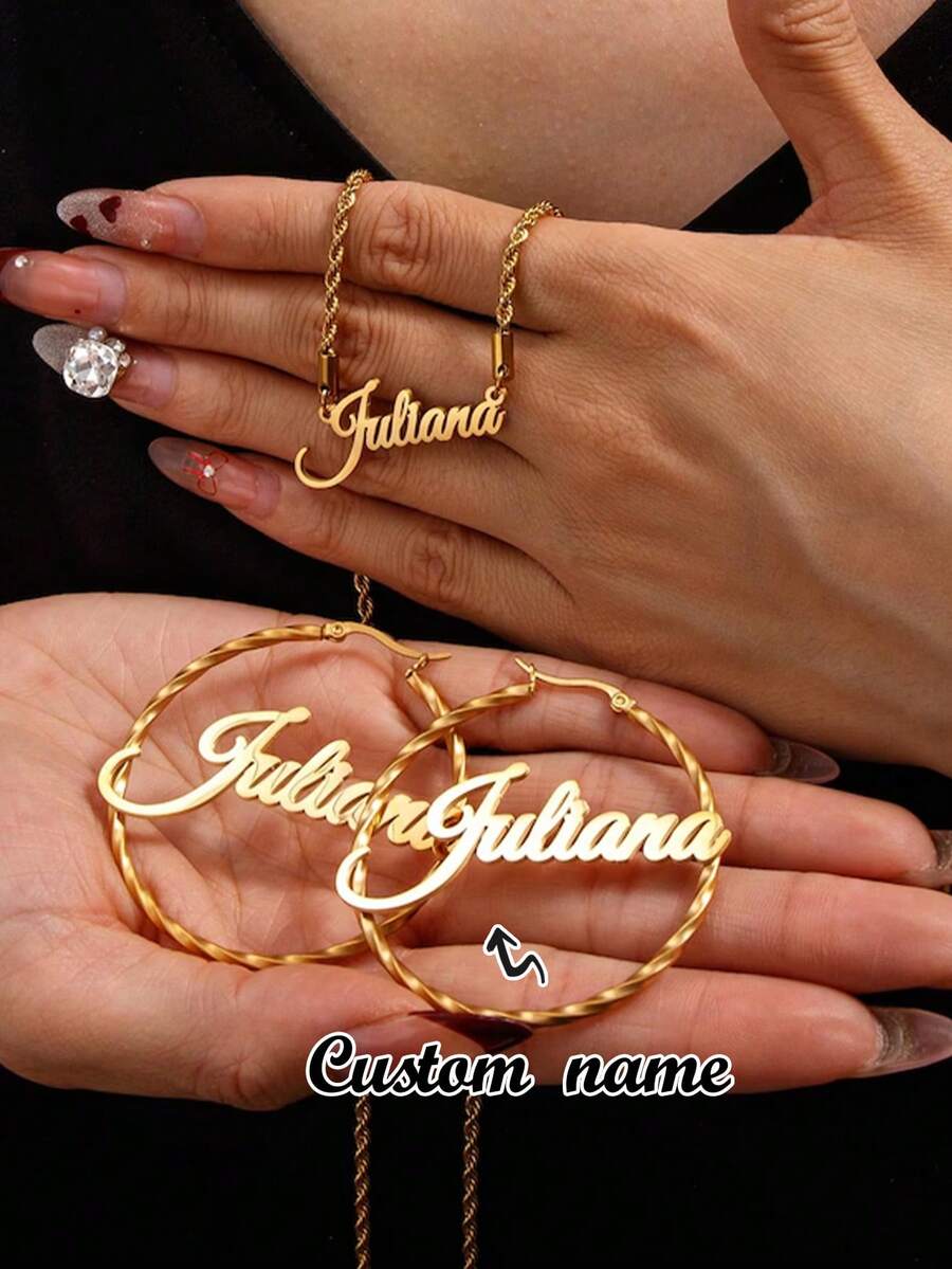 Stainless Steel Double Layer Butterfly Necklace, Personalized Heart English Letter Choker Necklace Pendant, Ideal Gift For Couples, Friends, Family, Mother's Day, Fashion, Autumn, Minimalist, Casual, Vintage Customized, Unique Gift For Girlfriend, Mom, Family, Friends, Daughter For Anniversary, Valentine's Day, Mother's Day, Birthday, Graduation, Daily Wear, Wedding, Prom - Gold - View 1