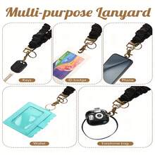 1pc Fashionable Multi-Color Pleated Elastic Lanyard, With Multipurpose ID And Phone Holder, Elegant Necklace-Style Strap, Suitable For Teachers, Nurses, Doctors And Friends - Stretchy Work Badge Holder, Daily Accessory, Boho Style, Lightweight Material, Safety Clasp, Nurse Accessory, Doctor Lanyard - Multicolor - View 7
