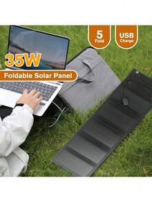 Portable 4/5 Folding Solar Panel With USB - Suitable For Outdoor Travel And Camping, Charges Phones, Tablets, Fans, Flashlights, Foldable Battery Pack - Multicolor - View 3