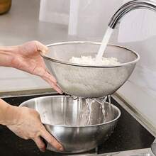 1 套/2 件不锈钢烘焙和搅拌碗，带刻度标记，搅拌碗和水果/蔬菜滤锅，蔬菜清洗盆套装 - 銀色 - 查看 4