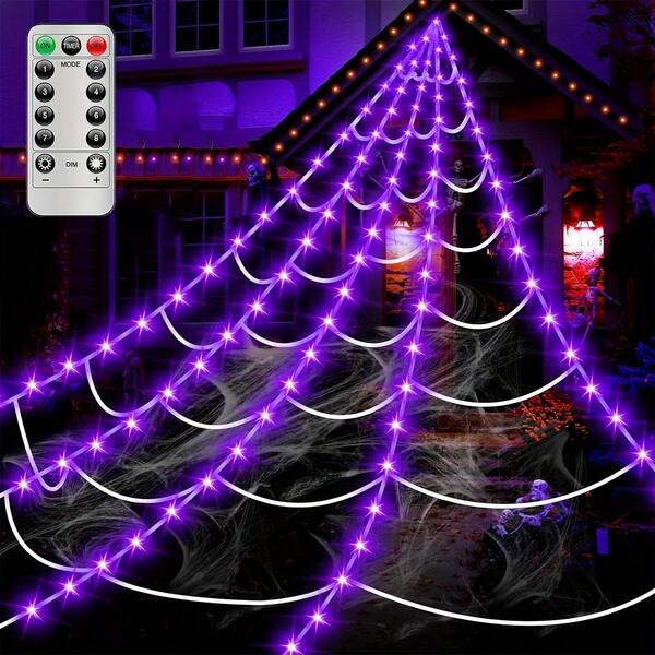 1 Stück 250-LED 5m Riesige Spinnennetz Lichterkette, 8 Beleuchtungsmodi, Timer, geeignet für Outdoor & Indoor Halloween, Weihnachtsdekoration (Spinne nicht enthalten) Halloween Dekoration Weihnachtsdekoration Erntedankfest Hochzeit Heimdekoration Herbstdekoration Herbstdekoration Geburtstagsdekorationen als Geschenke Partyzubehör Innen- und Außenbereich Garten Feiertags-Festival Dekoration Wanddekoration Halloween Ornamente