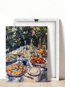 1pc Vintage Italy Posters Oil Painting Style Kitchen Prints,Abstract Pasta And Fork Prints Kitchen Fried Egg Wall Decor,Modern Dining Room Wall Art Funky Kitchen Poster,Bedroom Decor, Living Room Decor, Dining Room Wall Decor,Wall Arts, Wall Decor, Home Decor, Room Decor, Canvas Wall Art, Posters, Wall Art With Frame, Optional Frame ﻿