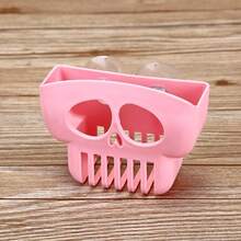1pc Halloween Skull Suction Cup Wall Sponge Holder - Convenient For Cleaning And Organizing Dish Sponges And Cloths, Skull Storage Rack, Sink Organizer, Sponge Holder, Suitable For Bathroom And Kitchen, Plastic Brush Storage Box