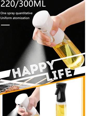1件220/300ml黑白喷壶玻璃厨房空气炸锅专用宠物喷雾瓶雾化加厚喷壶油罐空气炸锅配件，瓶内无油，易清洗，家用野餐便携式喷壶油瓶厨房油瓶用于烧烤、烘焙精准喷雾、沙拉酱-烹饪消耗品油壶，露营、野餐，烹饪用油喷瓶