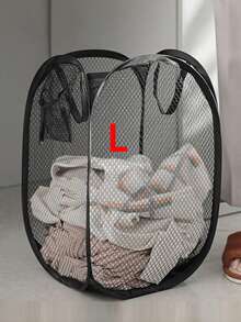 1pc Laundry Basket, Foldable Laundry Basket, Portable Mesh Household Storage Basket, Dirty Clothes Storage Basket, Dirty Clothes Storage Bin, Home Miscellaneous Organizer For Toys, Bathroom Hanging Baskets Frame Bucket For Home Use, Laundry And Bathroom Supplies, Bathroom Accessories, Bathroom Gadgets, Valentine's Day Decorations