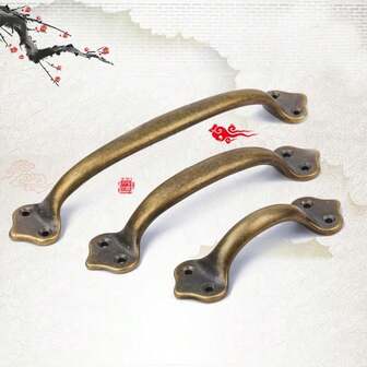 Maniglia vintage in legno massiccio color rame per porta/cassetto/armadio/finestra, pomello per porta in stile cinese antico in rame anticato