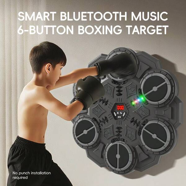 Musik-Boxing-Maschine - Smarte Musik 6-Tasten-Boxing-Zielscheibe, aufgerüstetes Hochleistungs-Bluetooth, coole Beleuchtung, dynamische Musik, inklusive Boxhandschuhe. Sensorisches Training für Kinder, Reaktionsfähigkeit, Geschwindigkeit, Rhythmus-Training Sportausrüstung. Geschwindigkeit einstellbar. Training der Reaktionsfähigkeit für Erwachsene Männer & Frauen, Büro-Fitness-Ausrüstung, Innenübung. Geeignet für Jungen, Mädchen, Kinder, Jugendliche, Boxtraining, Stressabbau Spielzeug