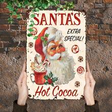 Vintage Santa Claus Special Hot Cocoa Metal Tin Sign - Festive Decoration With Holiday-Themed Illustrations, Wall Hanging, Multi-Purpose Home Decor, Decoration | Vintage | Tin Wall Sign, Indoor Decorations